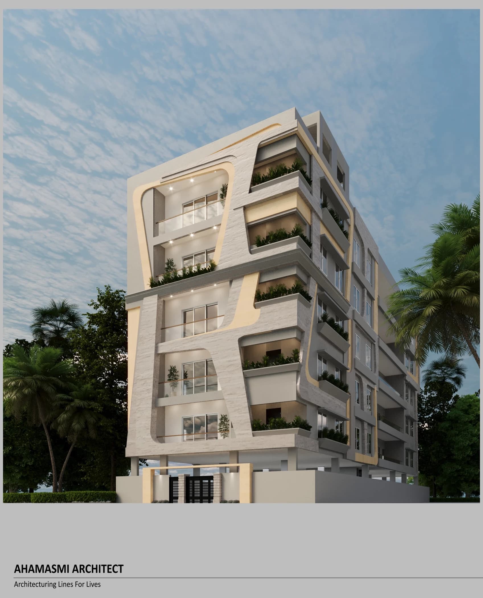Daytime exterior view of a multi-storey residential building